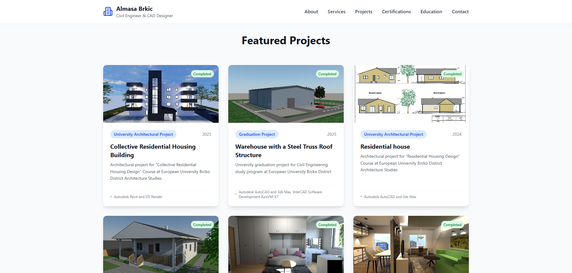 Almasa portfolio project gallery page