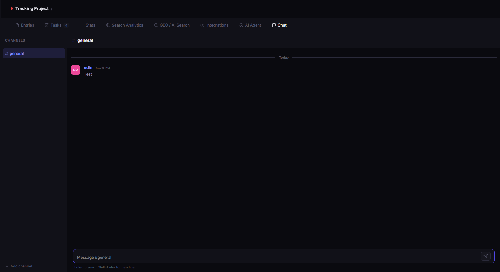 Integrated chat view in the dashboard